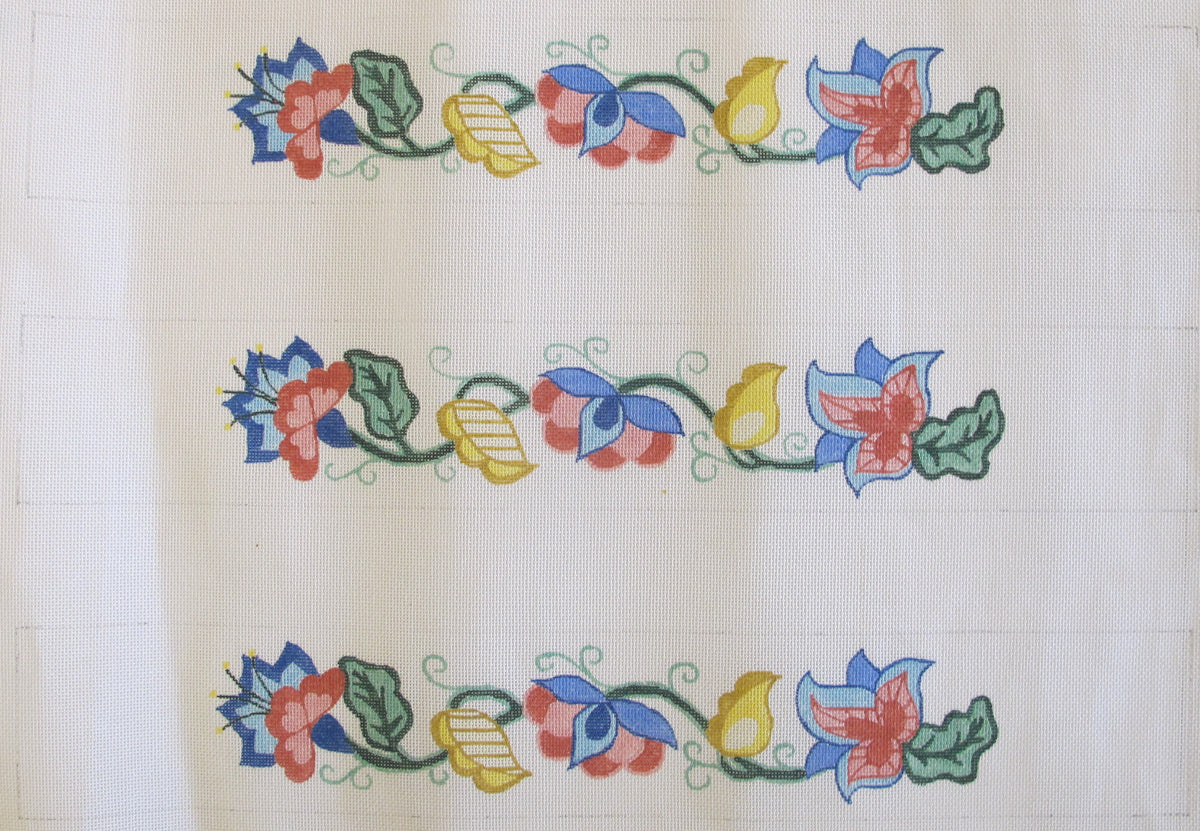 Jacobean Set of 3 Luggage Rack Straps Village Needlepoint