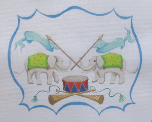 Monogram Crest - Elephants w/Flags, Drum, Trumpet