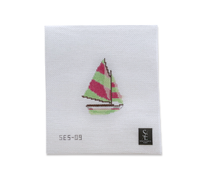 Sailboat with Pink and Green Stripe